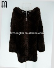 Elegant Women Fur Zip Coat Mink Fur Knitted Female Jacket