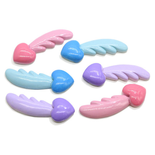 Coeur plumes résine Flatback Cabochon Kawaii Scrapbooking artisanat coque de téléphone décoration bricolage cheveux arcs accessoires