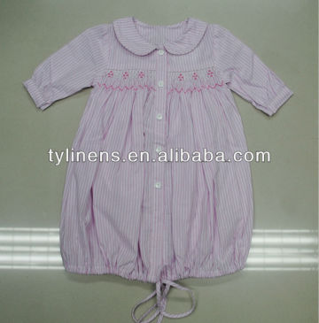 100% cotton pink stripe baby smocked dresses