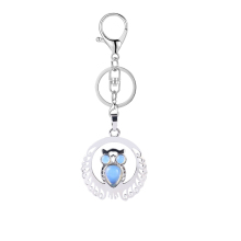 Opalite Waterdrop Cabs Silver Owl Pendant Keychain Lobster clasp