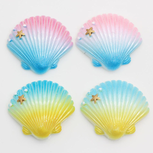 Kawaii Colorful Gradient Sea Shell Shaped Resin Cabochon For Handmade Craft Decorative Beads Charms Phone Shell Ornaments