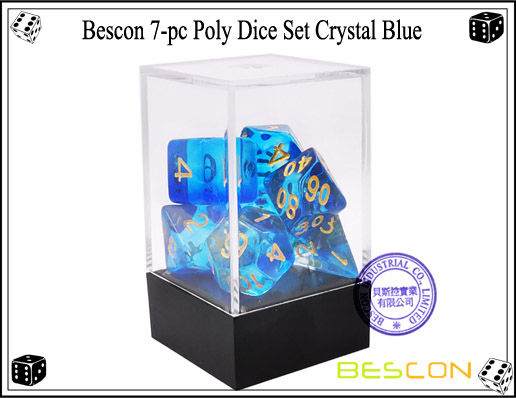 Juego de dados de cristal azul-3 Crystal Blue Dice Set-3