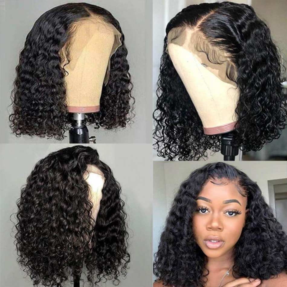 Hair Factory Wholesale Cheap Natural Color Brazilian 13*6 Lace Frontal Wigs For Black Women Curly Human Hair Short  wigs