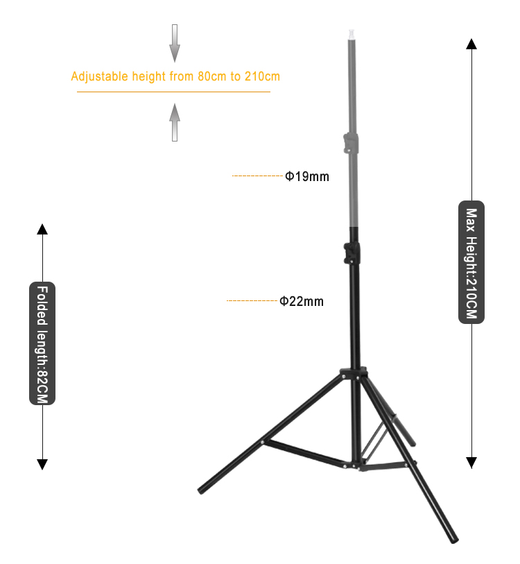 Soporte de luz amortiguadora de resorte de 2,1 m de alta resistencia para luz de cabeza, luz estroboscópica, caja de luz y otros equipos de fotografía