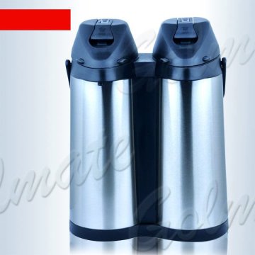 STAINLESS STEEL DOUBLE BODY THERMOS VACUUM AIRPOT LEVER PUMPING AIRPOT COFFEE JUG 3.8L WITH GLASS LINER