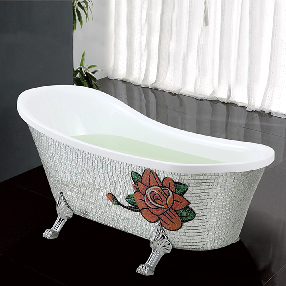 Oval Shape Free Standing with Mosaic Surround 4 Foot Bathtub