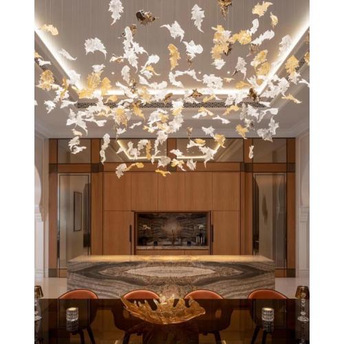 lobby crystal glass chandelier led pendant light