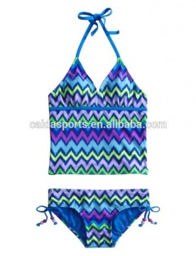Zig zag stripe tankini swimsuit