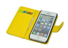 Yellow Leather Apple iPhone Protective Cases Shockproof Cel