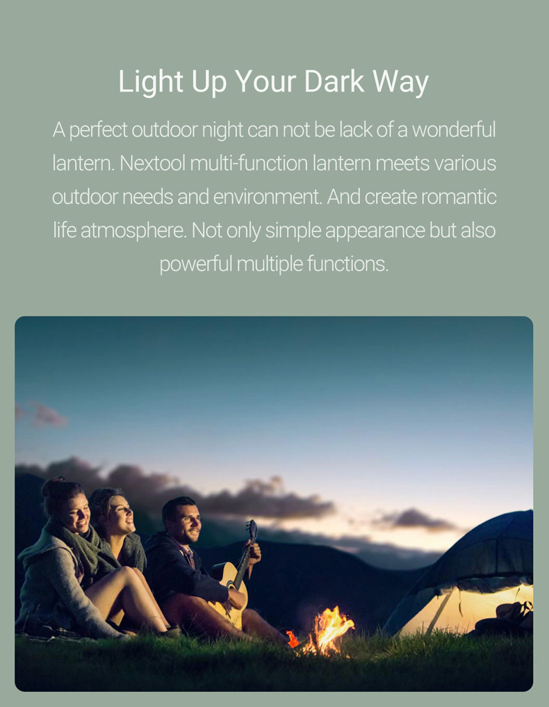 Nextool multi-function multi-color LED lantern 600 lumen outdoor lantern Camping Lights 5000k white light camping lantern