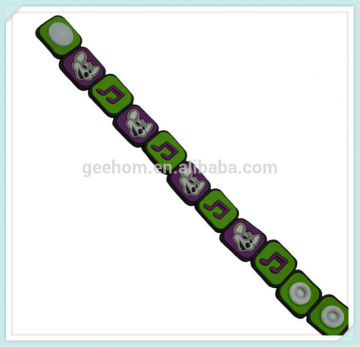 custom rubber charm bracelet eco-friendly rubber bracelet