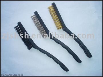 3pcs 9' plastic handle brush/wire brush/brass  brush/nylon brush