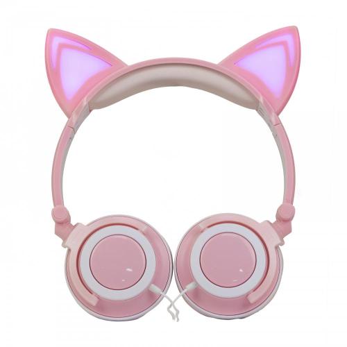 Fones de ouvido com orelha de gato e luz LED para presente de aniversário