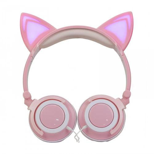 Écouteurs pour enfants à oreilles de chat cadeau d&#39;anniversaire avec lumière LED