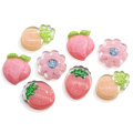 Kawaii Harz Obst Flatback Cabochons Niedliche Cartoon Pfirsich Erdbeer Ananas Blume Glitter Harz Handwerk Für DIY Telefon Fall Orna