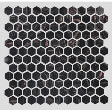 Black Gold Powder Pattern Hotel Glass Mosaic Tiles