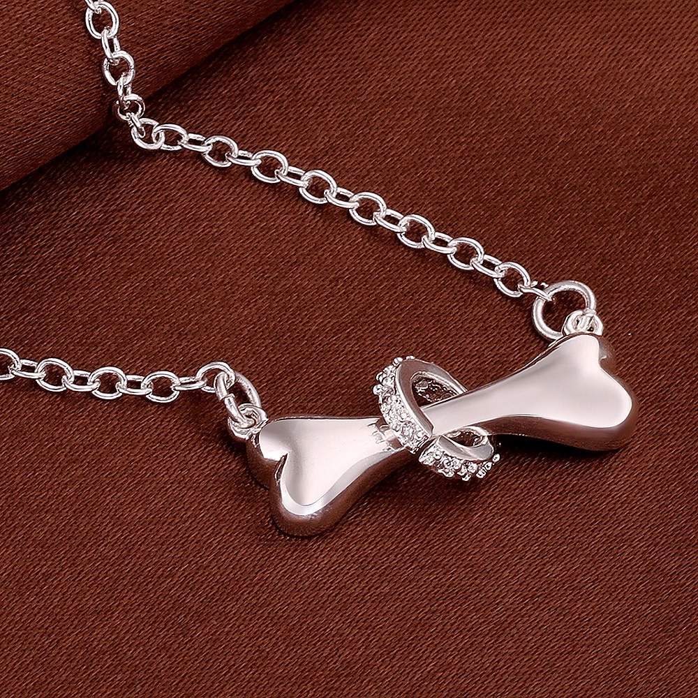 High Quality Pure Fashion Cute Beautiful Bone Pendant Simple Silver Jewelry Necklace