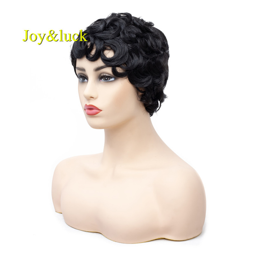 African Wholesale Prices for Black Women Brown Highlight Blonde Party Pixie Cut Short Soft Afro Kinky Curly Synthetic Hair Wigs