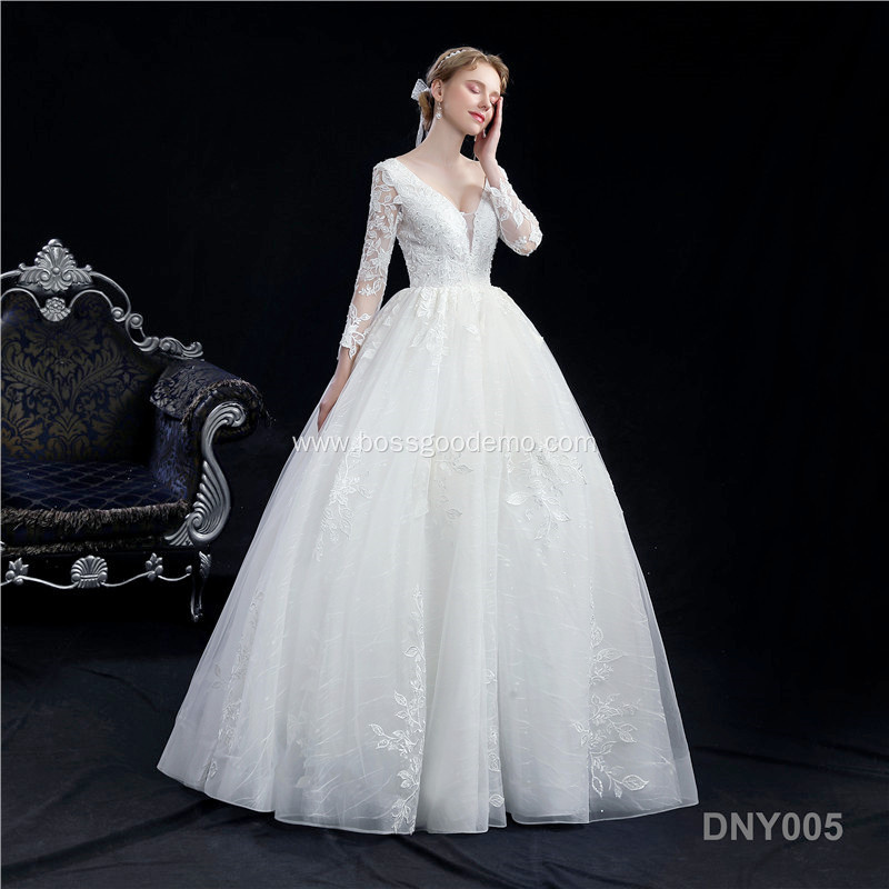 Wedding Autumn Lace Slimming Fashion Bride Halter Tail long sleeve wedding dress