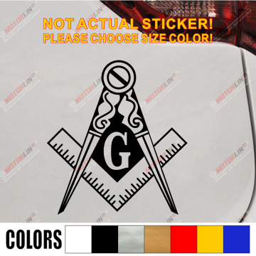 Freemasonry Masonry Freemason Masonic Square and Compasses Decal Sticker Vinyl e pick size color no background