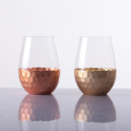 Hand Cut Hammered Stemless Wine Glass 20oz