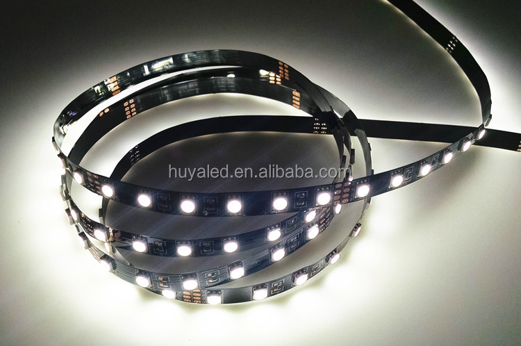 led light shenzhen led 5050 24v black PCB 300leds 5meter cold white flexible strip RGB