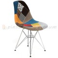 Eames - Silla cubierta de tela con pierna cromada