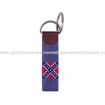 Custom Needlepoint Key Fobs for Sale, Made of Real Cowhide Leather