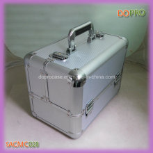 De plata de rayas ABS de superficie de aluminio portátiles maquillaje caso de vanidad (saccom028)
