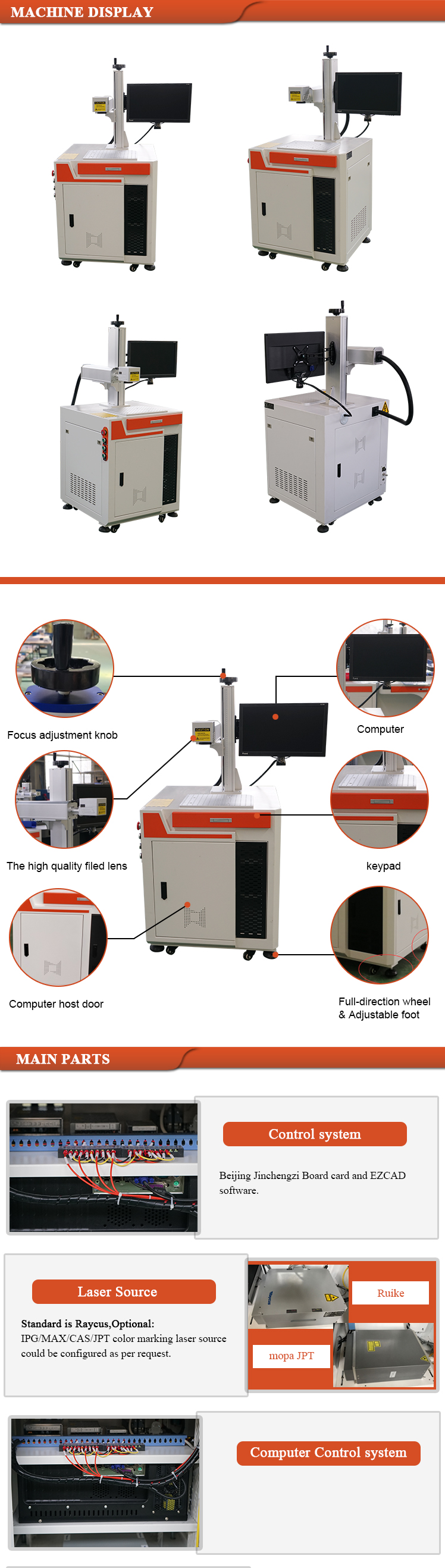 Aluminum fiber marking laser 20W 100w