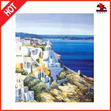 Handmade art work mediterranean house seascape oil paintings