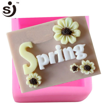 China Manufacturer Soap Bar Molds Spring Word Silicone Soap Making Molds