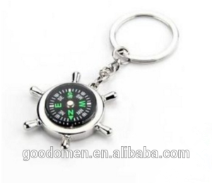 Metal Logo Engraved Compass Keychain