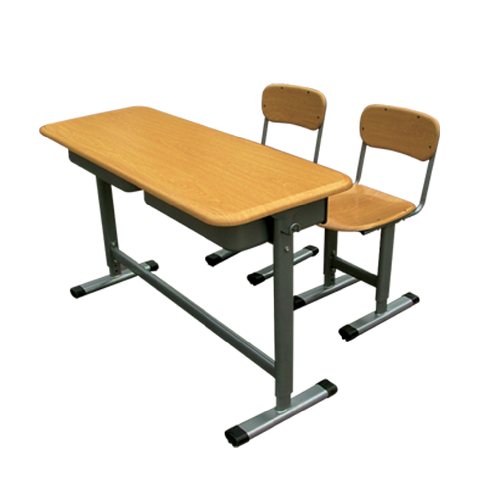 double school students study desks and chairs