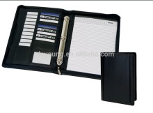 Embossed Leather Ring Binder Padfolio With Zip Closure