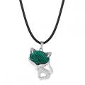 Malachite Luck Fox Necklace for Women Men Healing Energy Crystal Amulet Animal Pendant Gemstone Jewelry Gifts