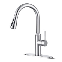 Chrome Kitchen Faucet med Side Pull Down Sprayer