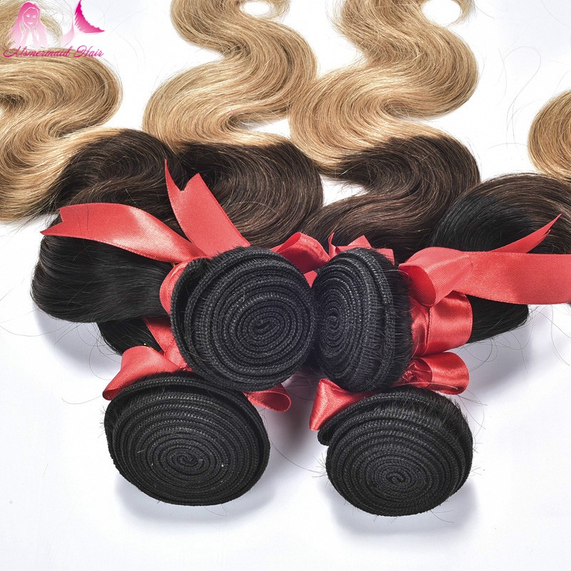 Virgin Peruvian Hair 7A grade Three Tone Ombre color Body Wave human hair bundles