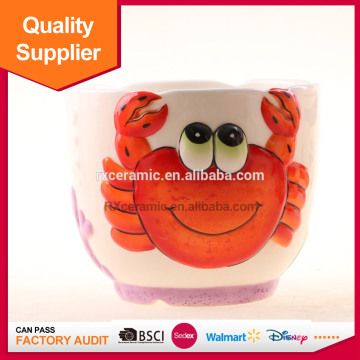 Anmail design red crab ceramic flowerpot garden planter