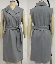 Grey Sleeveless Women Overcoat