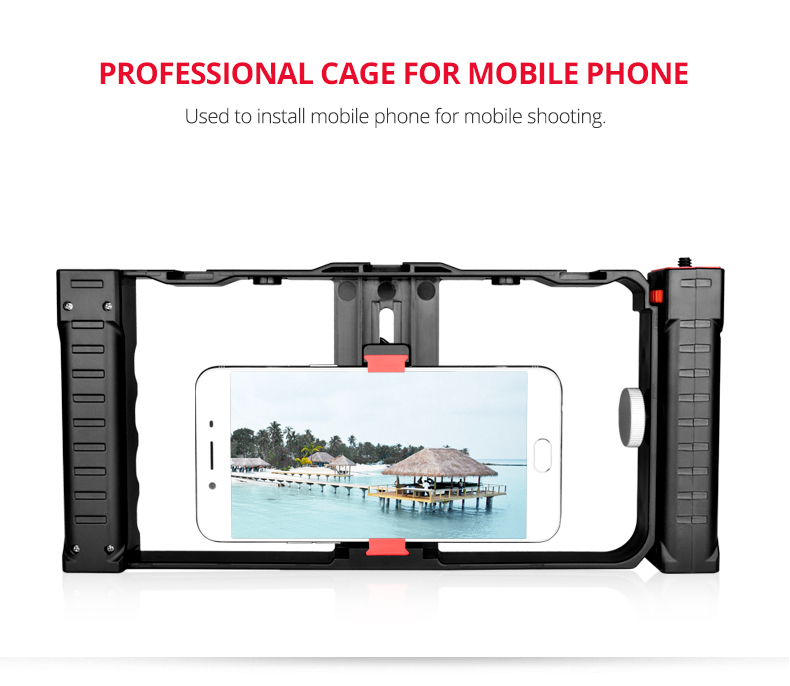 Handheld Smartphone Video Cage Rig Kits Mount Stand With Double Handle For Cell Smart Phone