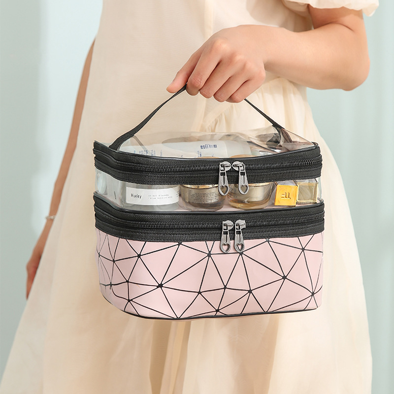 2022 Custom Logo Travel Beach Trendy Women Clear Transparent Cosmetic Makeup Bags Kit Portable Hanging Toiletry Pouch Bag Men