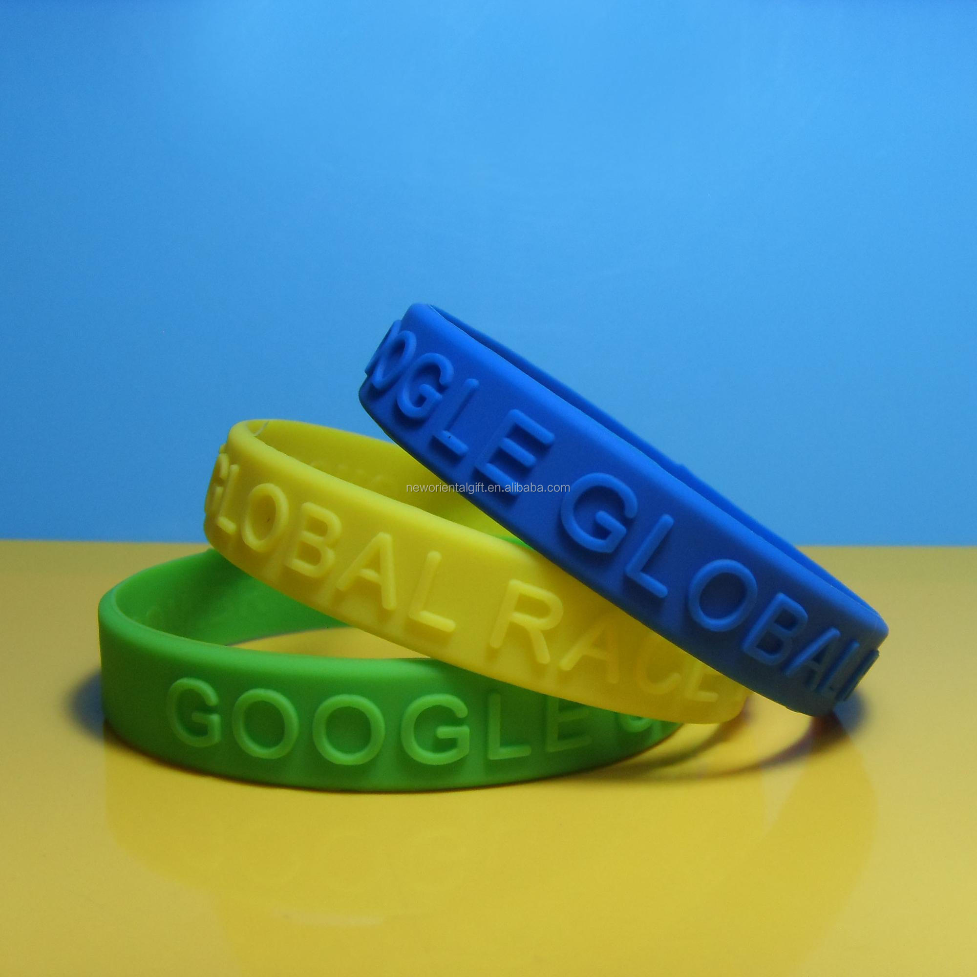 Custom Embossed silicone wristbands , Embossed silicone bracelets