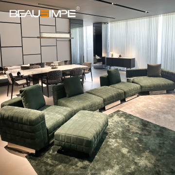 Large Curved Sofa Nubuck Leather