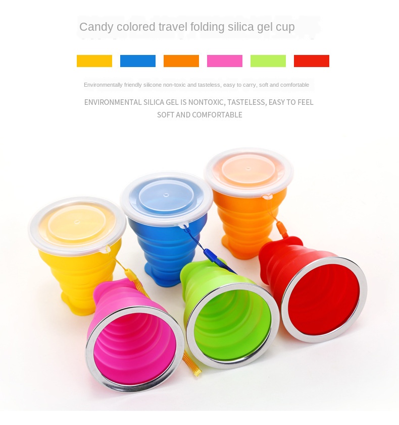 Foldable Silicone Drinking Cup Travel Silicone Folding Collapsible Cup for Travel Outdoor Camping