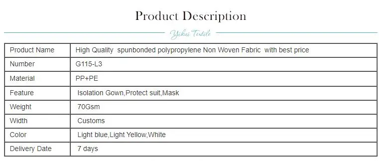 PP+PE High Quality PP Spunbond Non-Woven Fabric with Breathable PE Film for Protective Suit