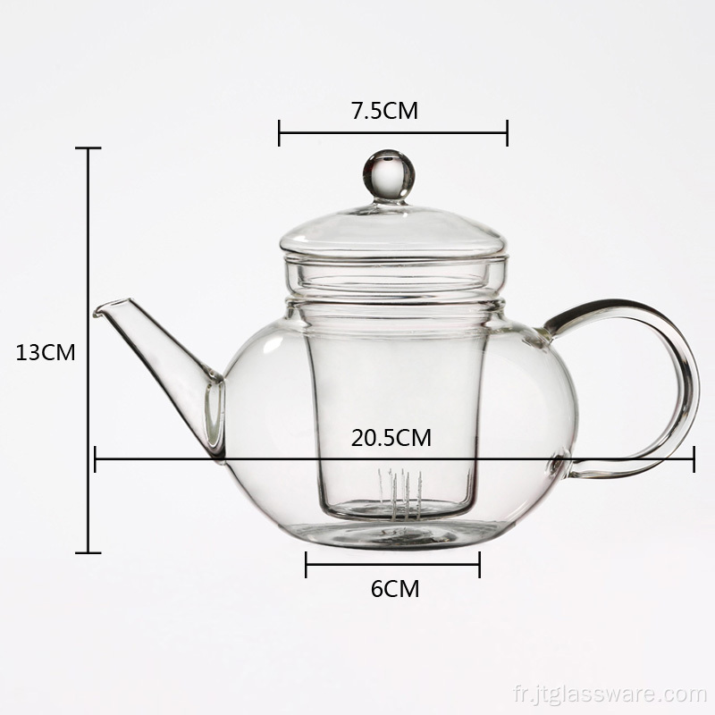 Théière en verre de qualité supérieure avec infuseur et couvercle amovibles