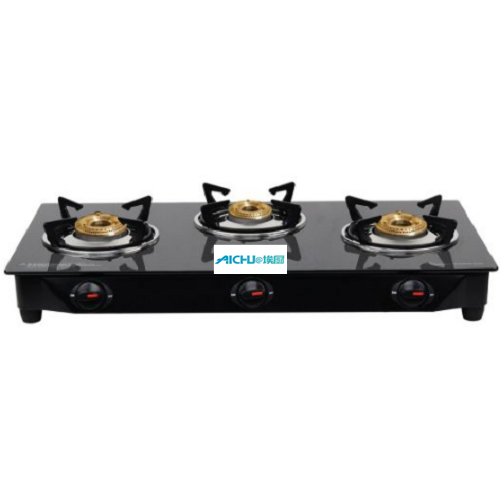 Lifelong Black Glass Top Gas Stove 3 Burner