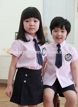 School Uniform Kid Stripe Polyester Cotton Dress Shirt