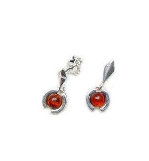 Fashionable 925 diamond earings with amber